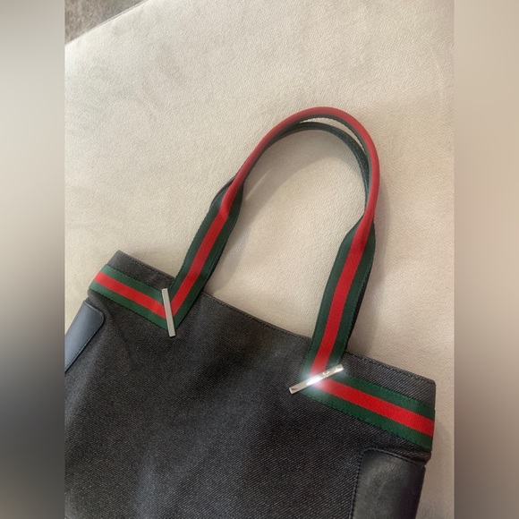 Vintage Gucci Web Sherry Line Canvas Shoulder Bag Tote, 90’s - Picture 3 of 10